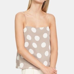 Theory Clean Silk Tank in Mushroom Large Dots NWT P